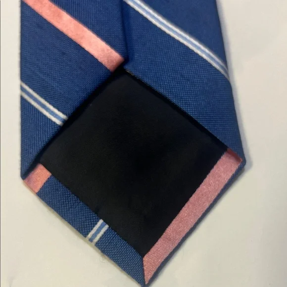 Stafford Navy and Coral Striped Tie - Picture 4 of 6
